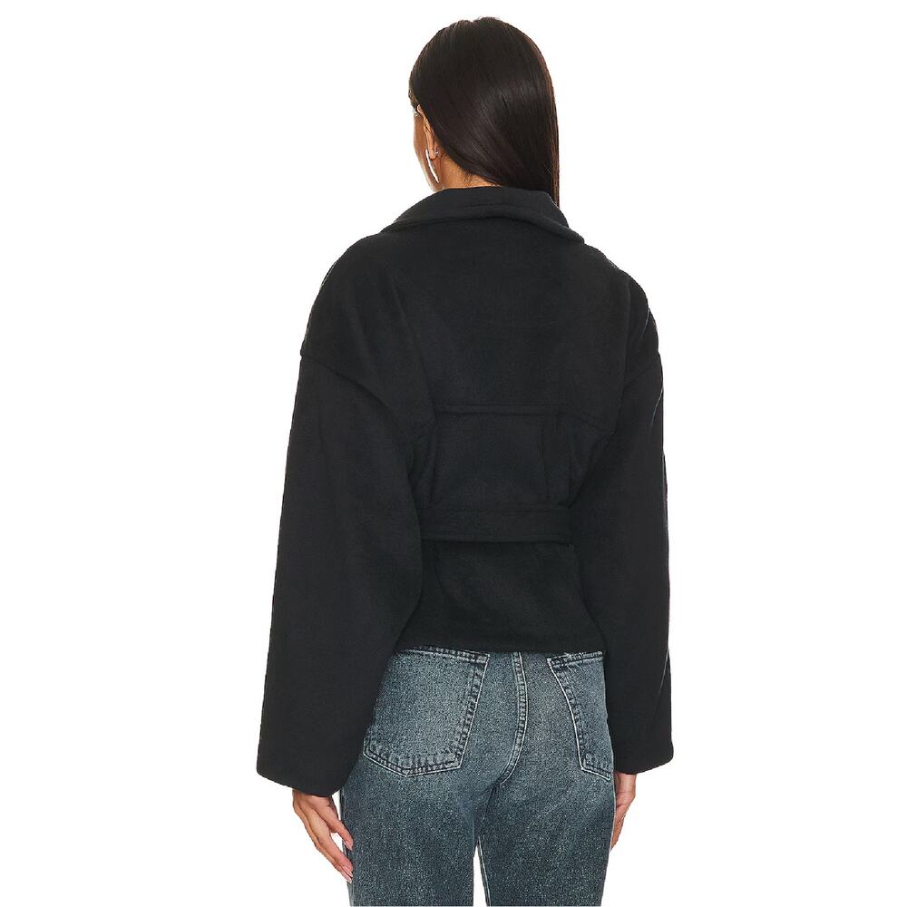 Free People Black Wrap Belted Wool-Blend Coat - Picture 5 of 9